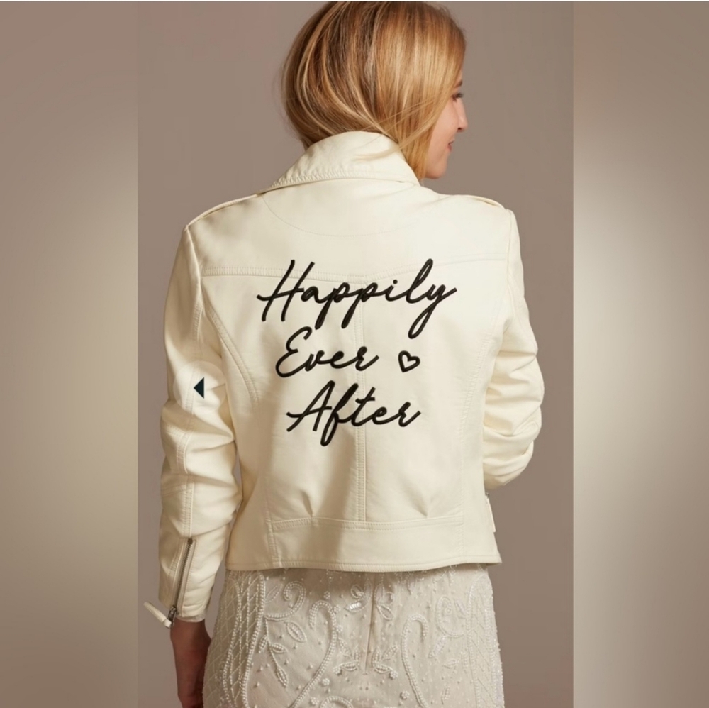 David's Bridal Cream Leather Jacket